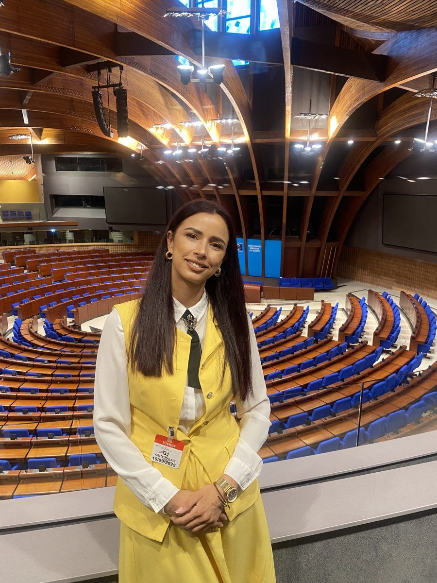 Silvija Gelevski at the Council of Europe chamber in Strasbourg.