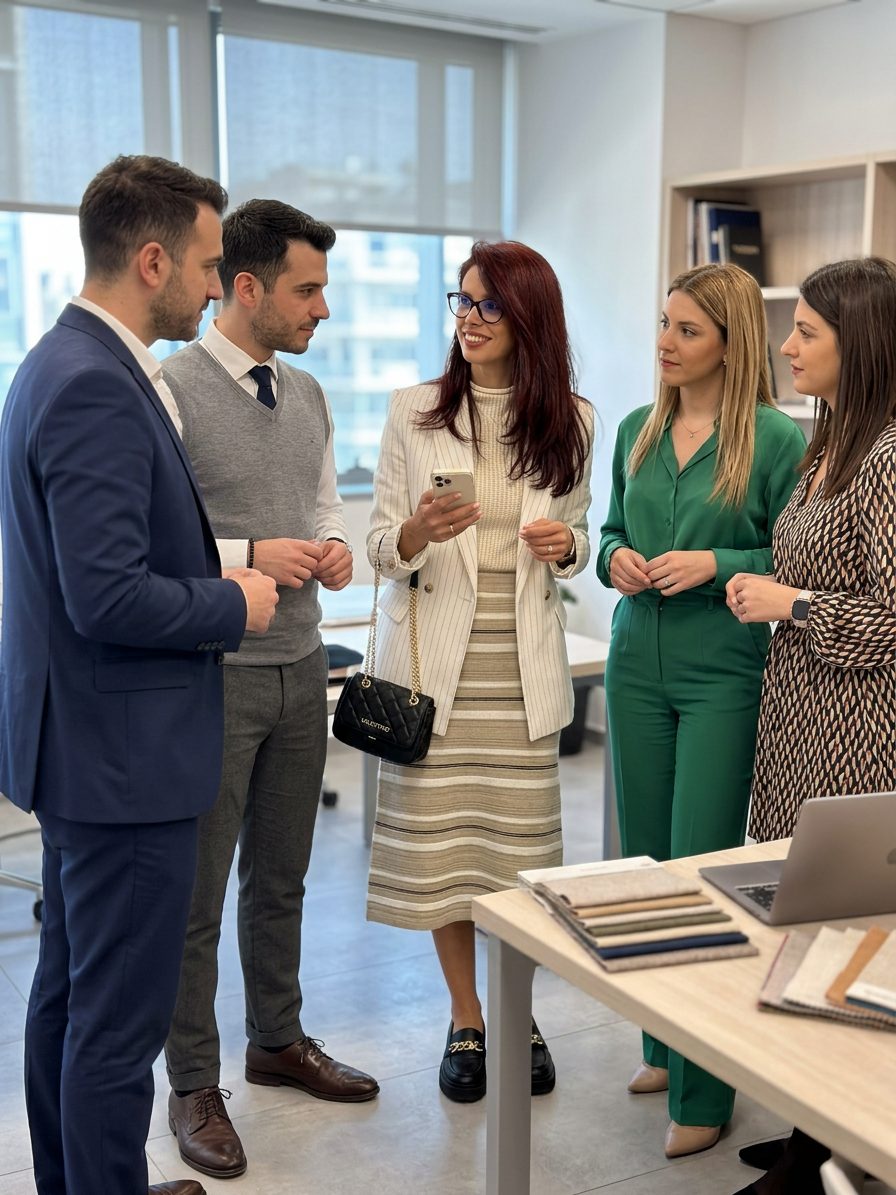 Silvija Gelevski in a working discussion with a company team.